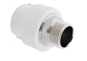 Муфта PP-R комбинированная с нар. резьбой D  63х2 под ключ (белая) thumbnail